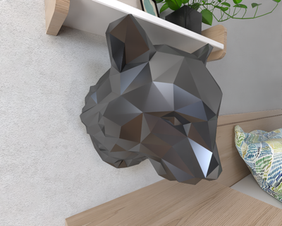 tiger head lowpoly animal geometric origami art sculpture statue faceted decorative model wall low poly fantasy 3d print model - Mito3D