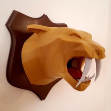 cabeça de tigre lowpoly a arte decoração decorativos baixa contagem polígonos escultura parede travar 3d print model - Mito3D