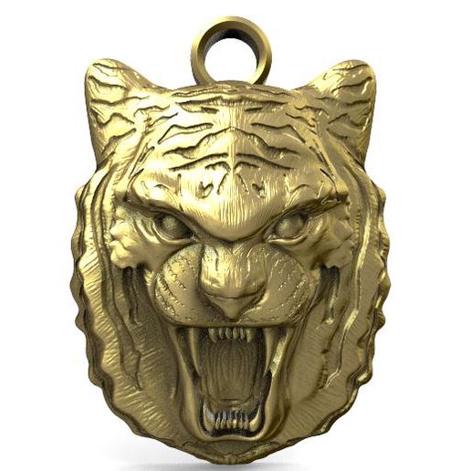 tiger head pendant jewelry jewel feline lion 3D print model - Mito3D