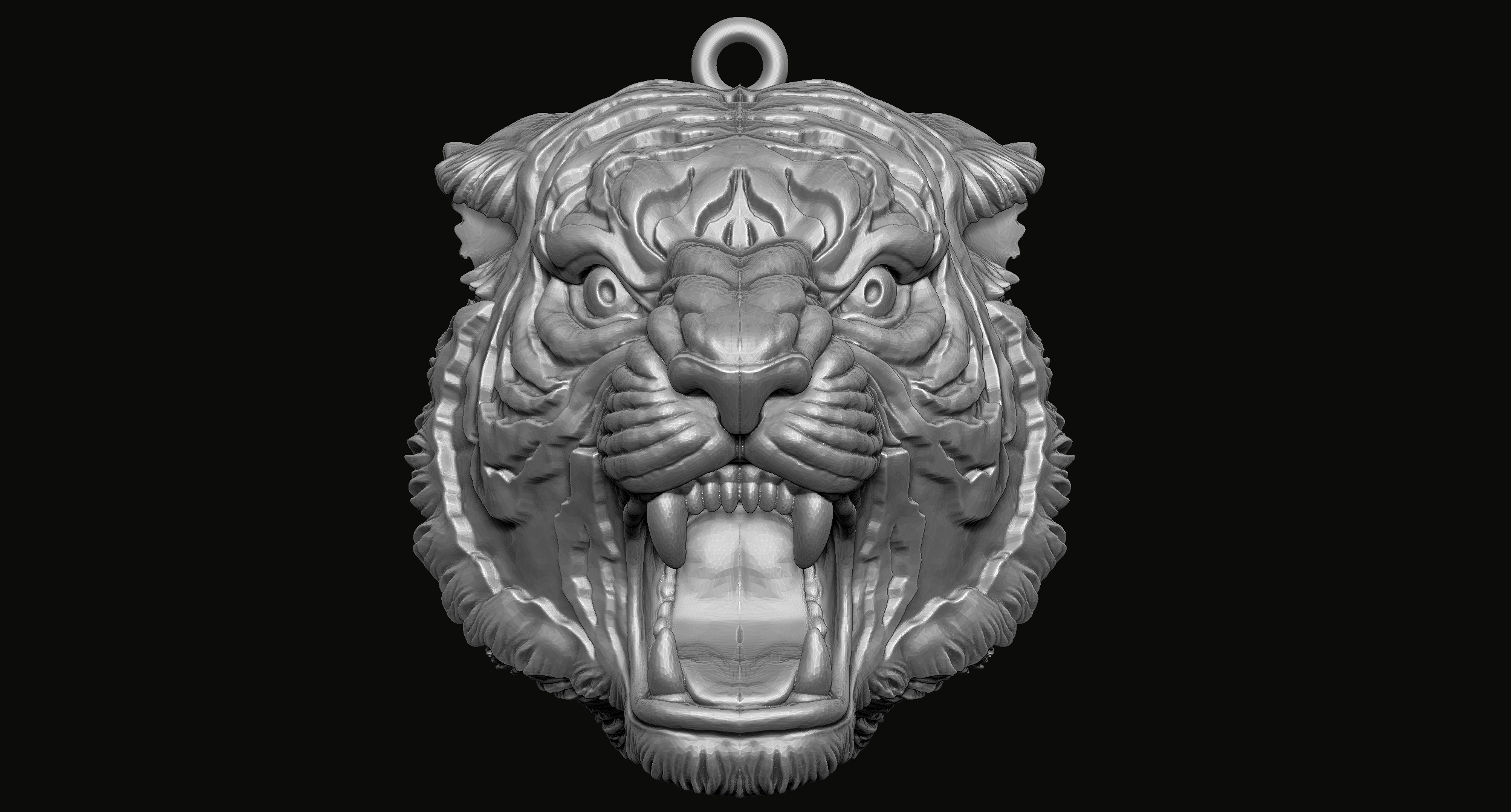 tiger head pendant 3d print model ram animal sculpture medallion jewelry relief carve statue art 3D print model - Mito3D