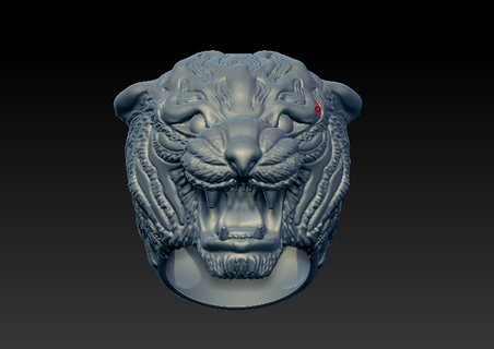tiger head ring men 3d print model Jewelry tiger head ring men hiphop face art deco wedding antique for her unique fashio engagement cute simple nail gifted  3d print model - Mito3D