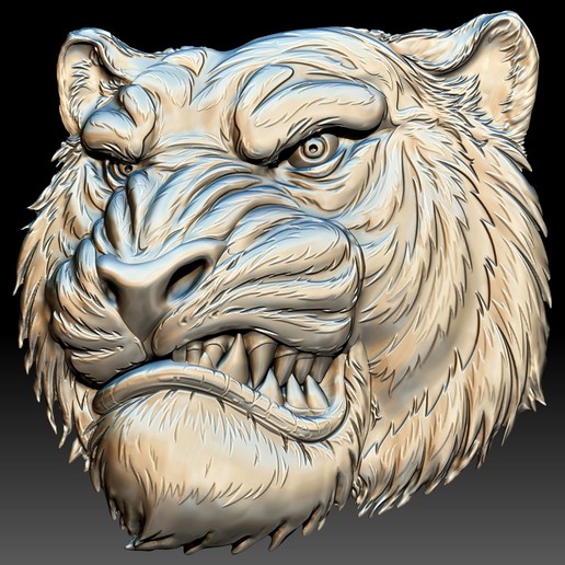 tigre cabeza archivo stl modelo 3d de alivio router del cnc la impresora art el tiger 3D print model - Mito3D