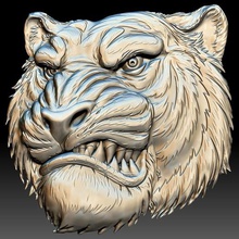 tiger head stl file 3d model - relief cnc router printer art 3d print model - Mito3D
