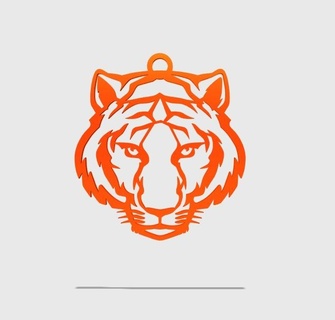 tiger keychain 2d amulet animal cat cool fashion 3d print model - Mito3D