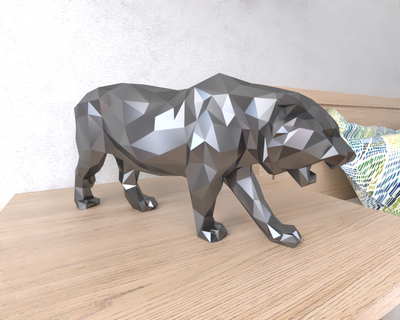 tiger lowpoly animal geometric origami art sculpture statue faceted decorative model wall low poly fantasy 3d print model - Mito3D