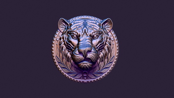 tiger medallion casting Jewelry tiger big cat mammal buckle medallion profile casting pendant coulomb pendent jewelry jewellery jewel necklace printable brooch  3d print model - Mito3D