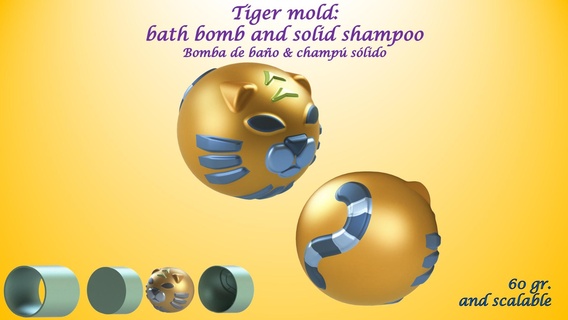 tiger mold bath bomb solid shampoo molds mould press animal cute 3d print model - Mito3D