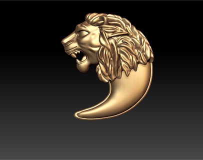 tiger nail pendent lion face 3d print model - Mito3D
