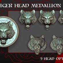 tiger pendant medalion 3d print model jewelry art design decoration jewerly animal relief medallion head sculpture basrelief sculptures 3d print model - Mito3D