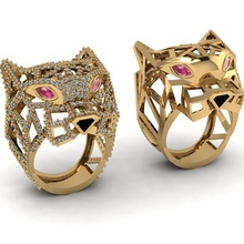 tigre bague bijoux or argent diamant bijou engagement mariage mode 3d print model - Mito3D