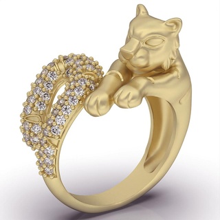 tiger ring tiger ring silver gold jewelry printable 3d model trend fashion design zbrush panther  3d print model - Mito3D