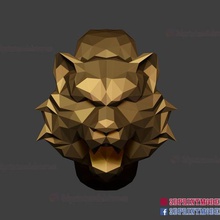 tiger ring low poly - jewelry rings costume cosplay 3d print model fashion skull sculpture wild light male men stl zbrush nature lion jewel silver printable jewellery diamond gold 3d print model - Mito3D