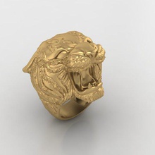 tigre bague homme anneau de bijoux en 3d pour imprimer le modèle l'anneau or diamant imprimable pierre d'argent joyau lion zbrush obj 3dm rhino hommes 14k les anneaux roi engagem 3d print model - Mito3D
