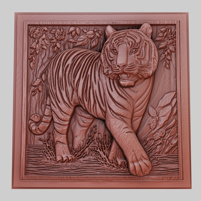 tigre erre eaux bord 3d imprimante modèle animal obj stl art 3dmodel sculpture faune mammifère oiseau reptile prédateur herbivore créature marine nature imprimable soulagement yeggi mito3d 3d print model - Mito3D