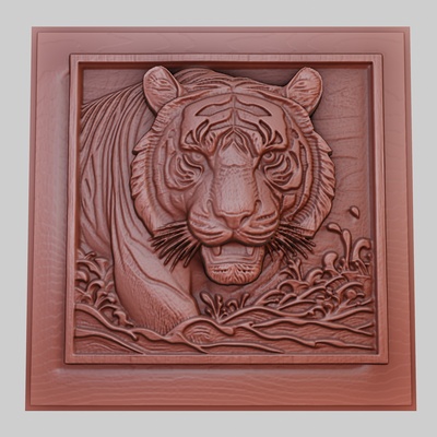 tigre erre eaux bord 3d imprimante modèle animal obj stl art 3dmodel sculpture faune mammifère oiseau reptile prédateur herbivore créature marine nature imprimable soulagement yeggi mito3d 3d print model - Mito3D