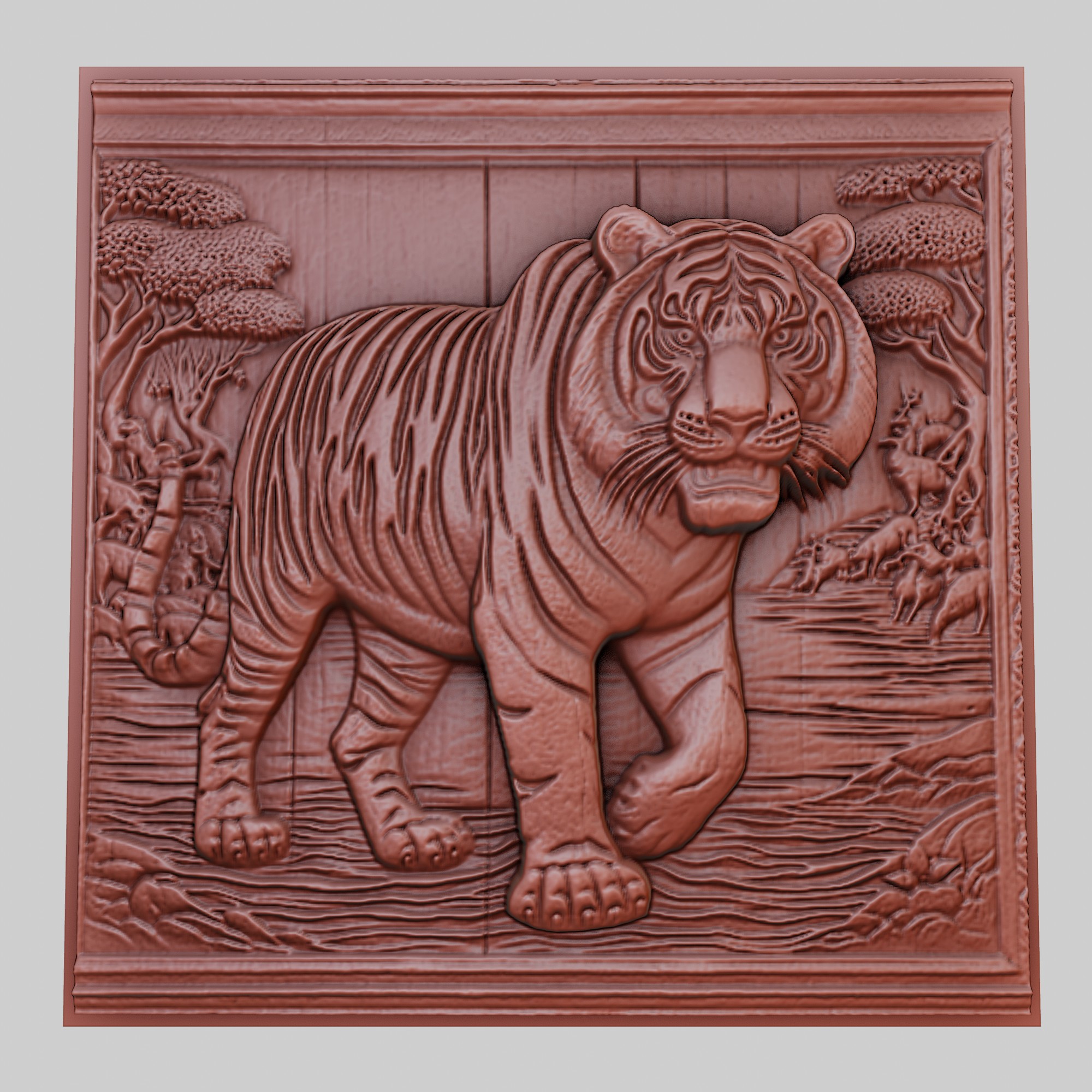 tigre erre eaux bord 3d imprimante modèle animal obj stl art 3dmodel sculpture faune mammifère oiseau reptile prédateur herbivore créature marine nature imprimable soulagement yeggi mito3d 3D print model - Mito3D