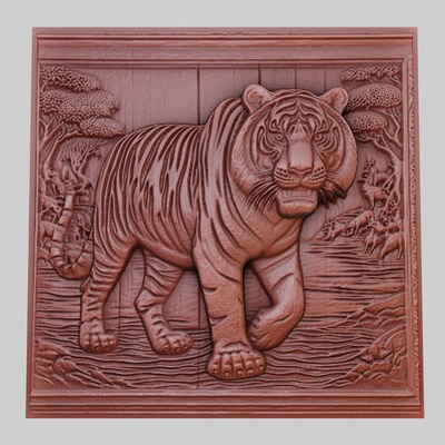 tigre erre eaux bord 3d imprimante modèle animal obj stl art 3dmodel sculpture faune mammifère oiseau reptile prédateur herbivore créature marine nature imprimable soulagement yeggi mito3d 3d print model - Mito3D