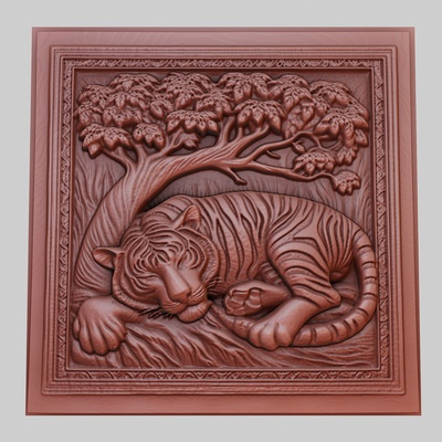 tigre dort arbre 3d imprimante modèle animal obj stl art 3dmodel sculpture faune mammifère oiseau reptile prédateur herbivore créature marine nature imprimable soulagement yeggi mito3d 3d print model - Mito3D