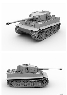 tigre réservoir pensée Panzer Seconde Guerre mondiale blindé 3d print model - Mito3D