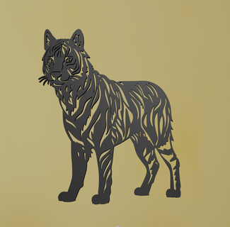 tigre parete arte laser taglio muraria opera d'arte fauna selvatica grande gatto animale selvaggio predatore giungla strisce feroce natura maestoso 2d design 3d print model - Mito3D