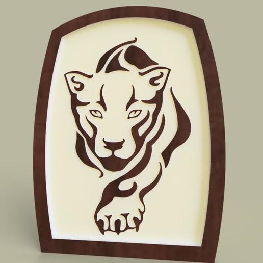 tigre - a arte 2dart Arte 2d de parede besta selva pintura 3D print model - Mito3D
