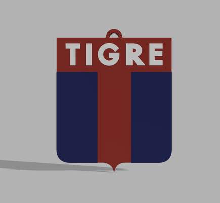 tigre shield w embossed back argentinean soccer key ring jewelry tiger keychain argentine professional league cup 3d print model - Mito3D