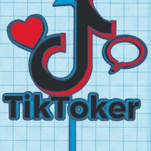 tiktoker topper tik toker tok anniversaire fête cadeau influenceur affiche brochette bâton cotillon accessoire faveurs date 39 canne mariage 3D print model - Mito3D