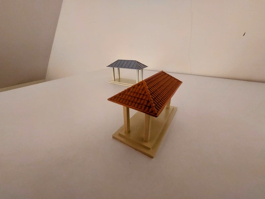 tile roofed hütten stände dach startseite mantel fliese ornament architektur 3d print model - Mito3D