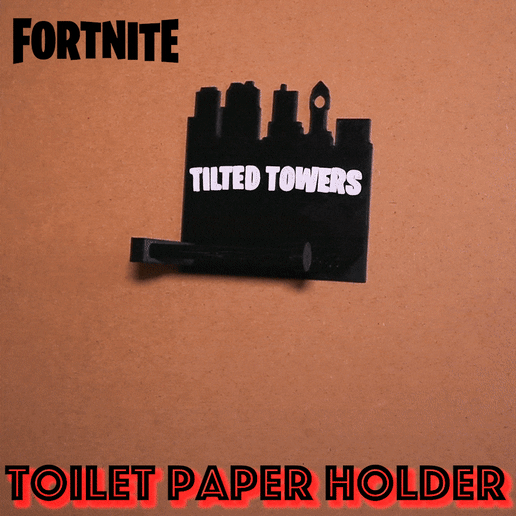 tilted towers toilet paper holder fortnite decor 3D print model - Mito3D