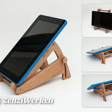 tilting tablet stand cnc laser gadget zenziwerken holder stepcraft plywood lasercut router 3d print model - Mito3D