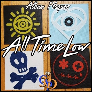 time low music band tribute plaques skull sun heart eye crazy face all-time-low sunshine future hearts wake tell i'm alive dirty work rock-n-roll rock n roll 3d print model - Mito3D