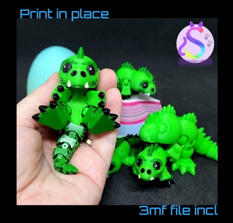 timmy cutasaurus rex toy t-rex print place pip supports assembly keychain sassiepal sassie pal animal flexi articulating 3mf dino dinosaur raptor cute 3d print model - Mito3D