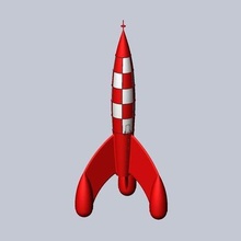 Tenten hedef ay roket detaylı yazdırılabilir model Sanat 3d printing kopya komik bilimkurgu science fiction roketi tintin rocket uzay aracı uçuşu destination moon minyatür 3d print model - Mito3D