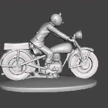 tintin moto scettro tocco motociclista obj stl arte capitan eglefino marzo palle bicchiere 3d print model - Mito3D