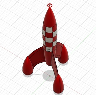 tintina foguete 1 metro escalável aterrissagem lua ventilador arte Herge quadrinho 3d print model - Mito3D