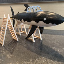 tintin-shark submarine-tintin-shark Kunst Tim und Struppi U-Boot hermetisch versiegelt Hai 3d print model - Mito3D