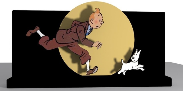 Tintin neigeux courir lumière projecteur milou figurine décoration ventilateur art bd bandes dessinées 3d print model - Mito3D