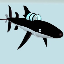 tintín submarino tiburón v2 juego animal los juguetes vehículo 3d print model - Mito3D