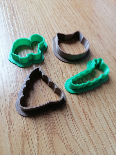 tiny animals cookie cutters home turtle tortuga gato cat neko oruga caterpillar duty caquita poposita 3d print model - Mito3D