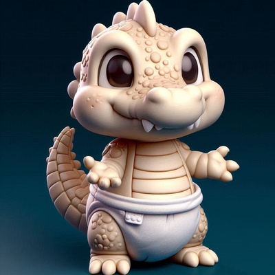 pequeno bebê crocodilo jogos decoração magia humorado figura alto poli brinquedos 3d print model - Mito3D