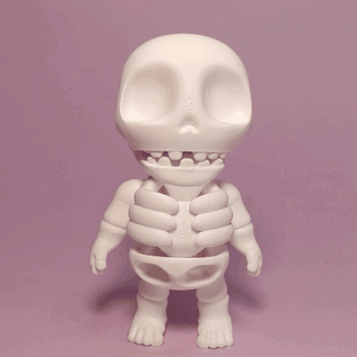 küçük ısırma kafatası print in place ağız mafsallı cute flexi cadılar bayramı mekanizma esnek kıpır hayvan yazdır yer şirin oyuncak kawaii anahtarlık 3d print model - Mito3D