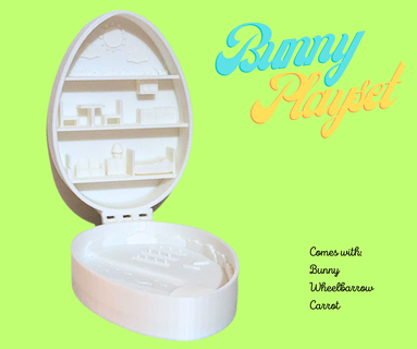 minuscule lapin Oeuf forme maison ensemble jeu Pâques 3d print model - Mito3D