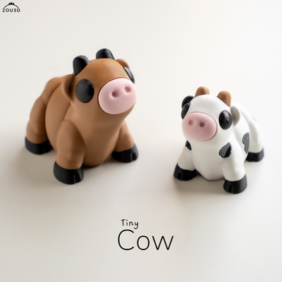 tiny cow - print in place articulated flexi keychain 3mf no supports cute animals 3d print model - Mito3D