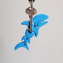 tiny shark flexy keychain gadget cute flex flexible keyring taiwan hardprint fish 3d print model - Mito3D