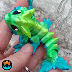 tiny wyvern dragon baby cute articulating easy print-in-place toy cinderwing3d flexi fidget print place supports flexy fantasy mythical 3d print model - Mito3D
