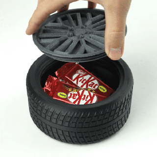 tire rim storage box 3-in-1 wheel gift cookie candy 3d print model - Mito3D