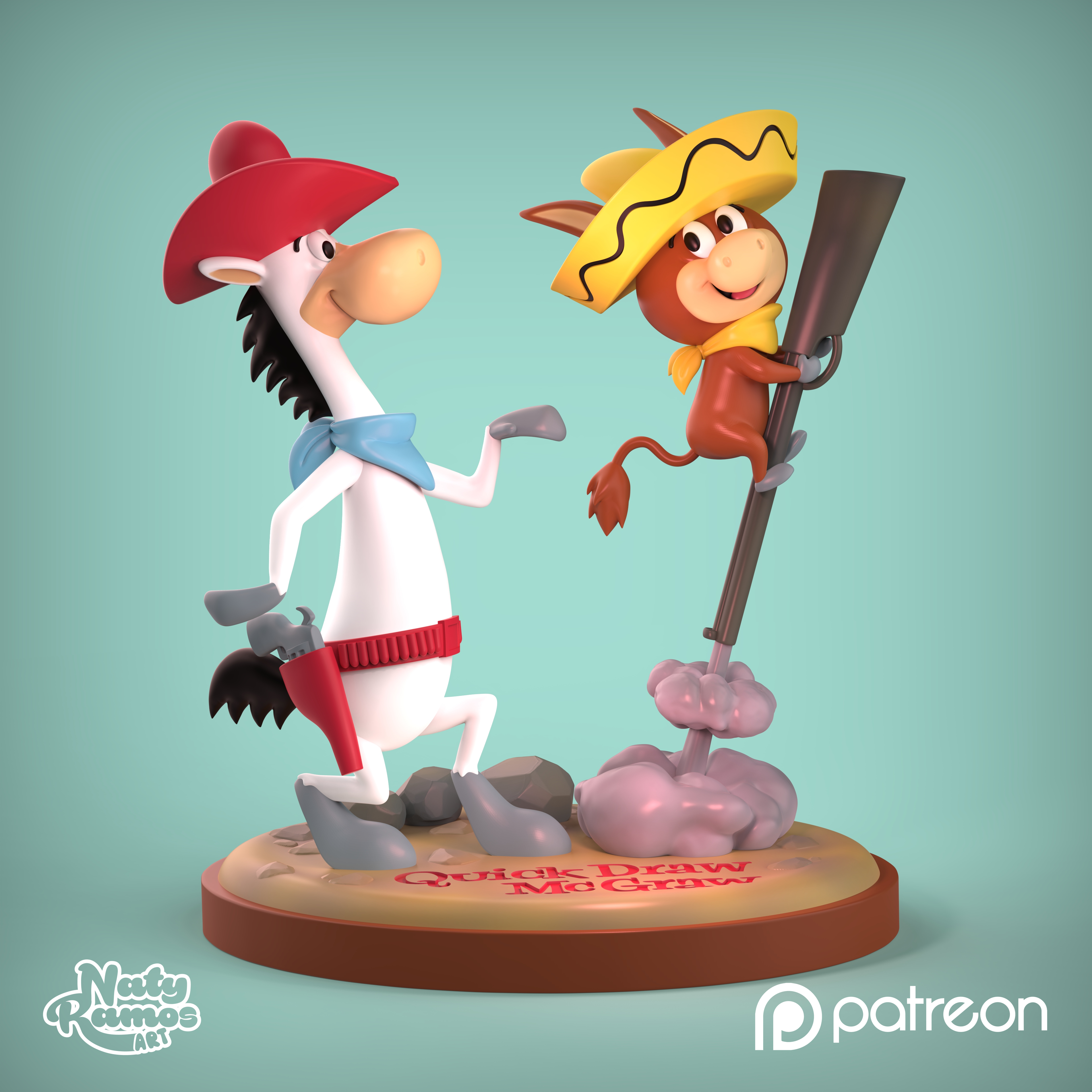 jogou loco y pepe trueno arte rápido desenho mc hanna barbera animado admirador brinquedo colecionável colecionáveis 3D print model - Mito3D