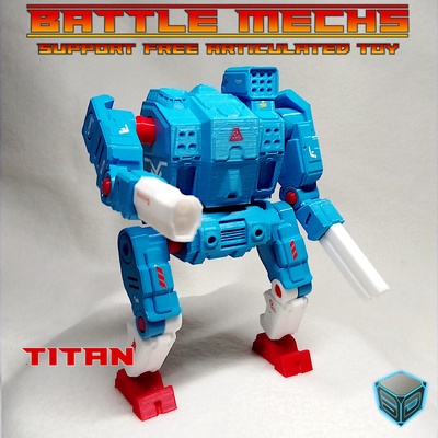 titan - battle mech toy articulated mechwarrior gundam titanfall earthsiege heavygear terranova shogo robot 3d print model - Mito3D