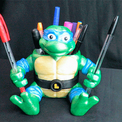 tmnt fanart pen holder pencils desk decoration art colors ninja turtles leonardo mutant chaos mayhem teenage raphael michel angel donatello 3D print model - Mito3D
