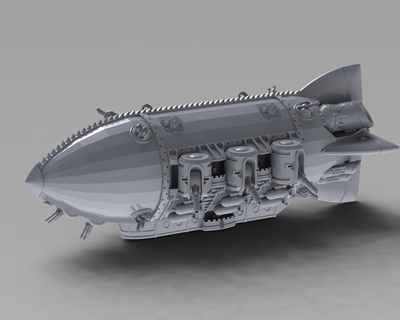 tofty's space dwarf airship terminal master 28mm warhammer 40k space dwarf 28mm wargames dwarves dwarf squat blimp airship flyer aircraft overlord  3d print model - Mito3D